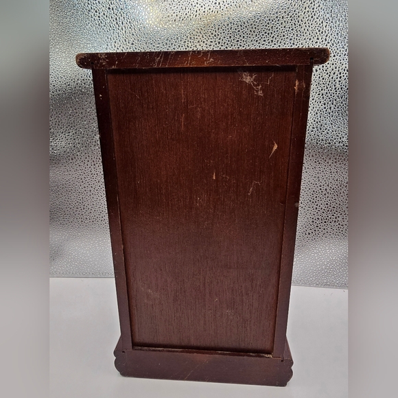 Vintage Wal-Mart Wooden Glass Diamond Pattern Door Jewerly Cabinet Armoire Box - Picture 9 of 17